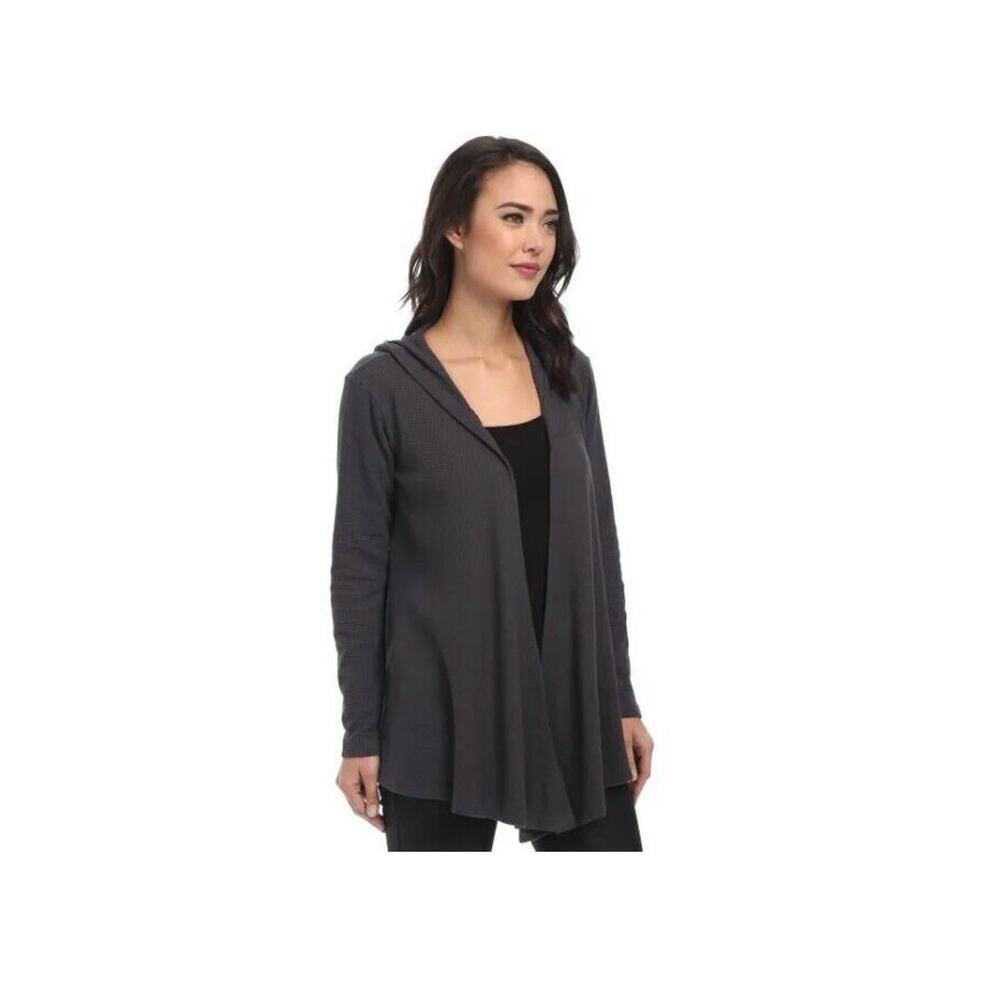 allen allen Women Hooded Open Cardigan Sweater Gray Size SX 1702